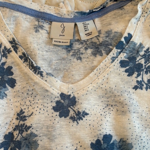 Joie Blue Floral Linen V-Neck Top and Bozzolo 100% Rayon V-Neck Top Bundle Sz L - Picture 2 of 15